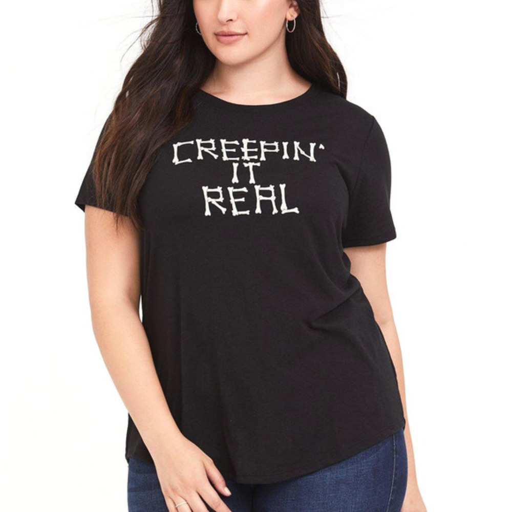 Torrid 0 (0X) Creepin It Real Punk Gothic Horror Halloween Graphic T Shirt New